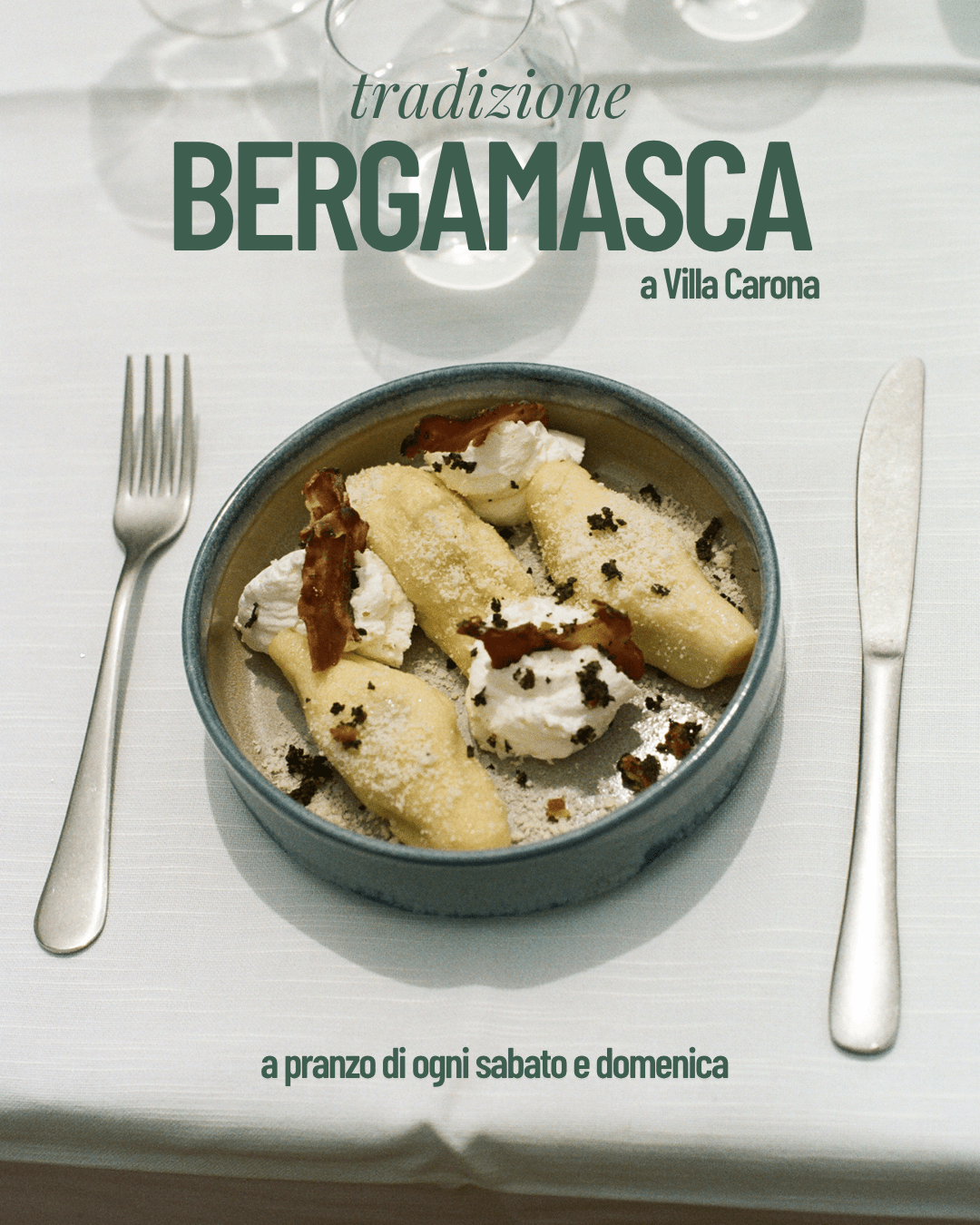 Piatto della tradizione bergamasca servito a Villa Carona Hotel & Spa durante il pranzo del weekend